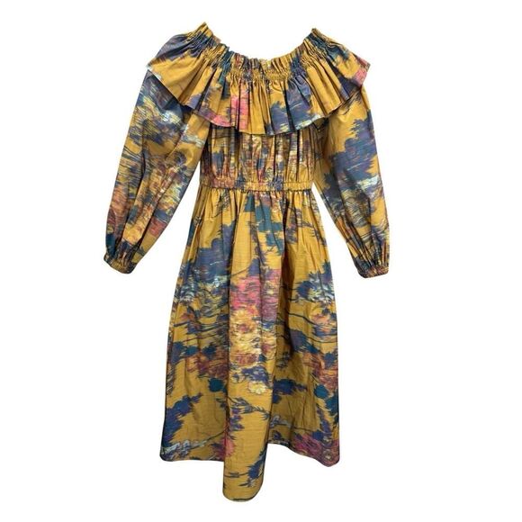 NWT $1490 Ulla Johnson Adeline Off Shoulder Midi Dress Floral Size 2 - Picture 5 of 12